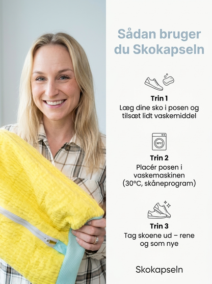 SkoKapseln - Rene sko på 30 minutter — uden at skrubbe.