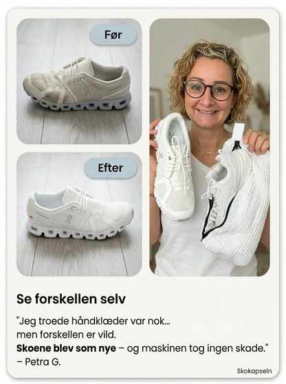 SkoKapseln - Rene sko på 30 minutter — uden at skrubbe.